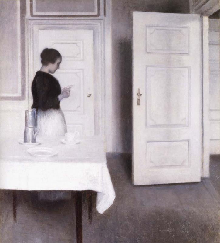 Vilhelm Hammershoi Interior with Woman Reading a Letter,Strandgade 30,1899 France oil painting art